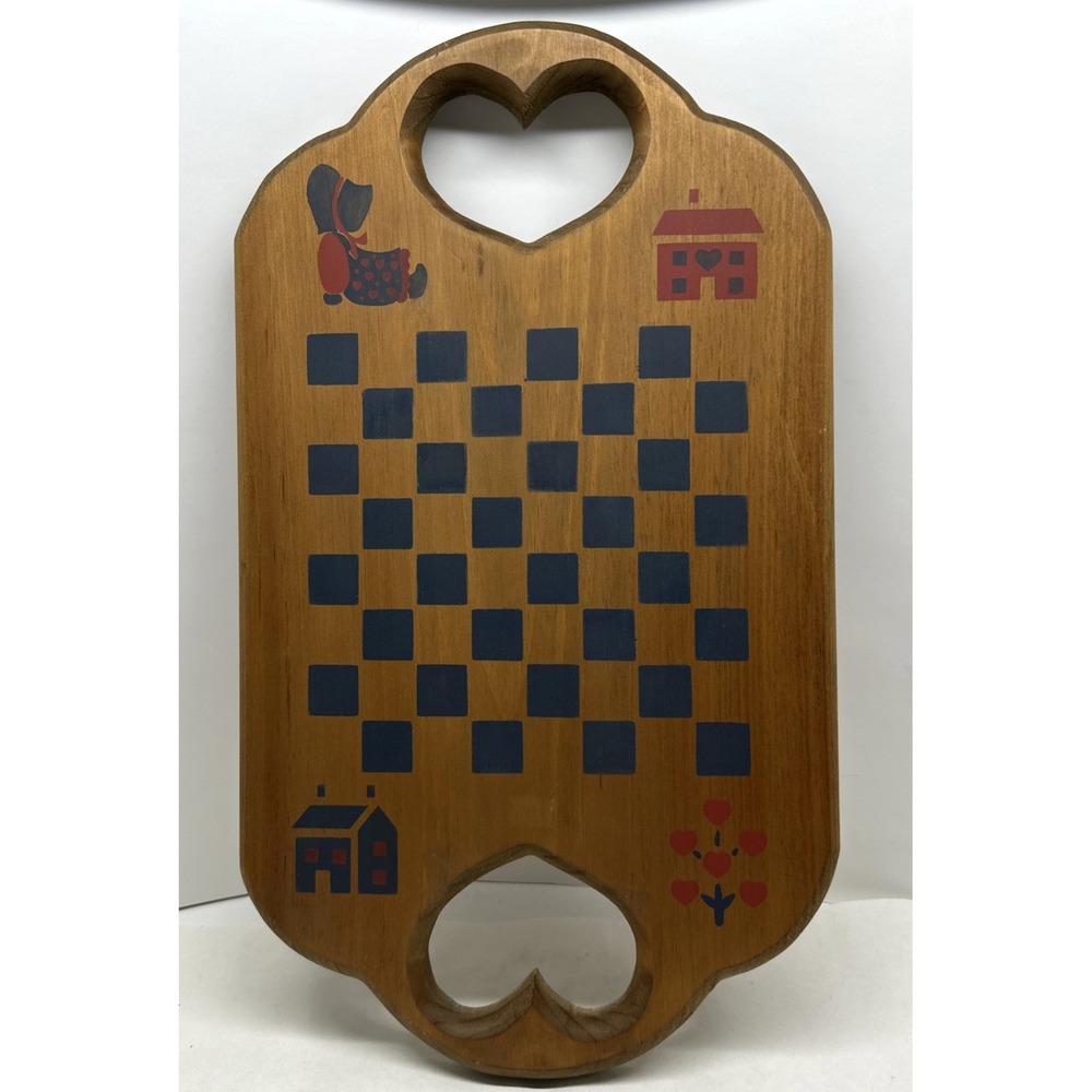 VTG Wooden Wood Wall Plaque Hang Decor Heart Cutout Trivet Cottagecore Country